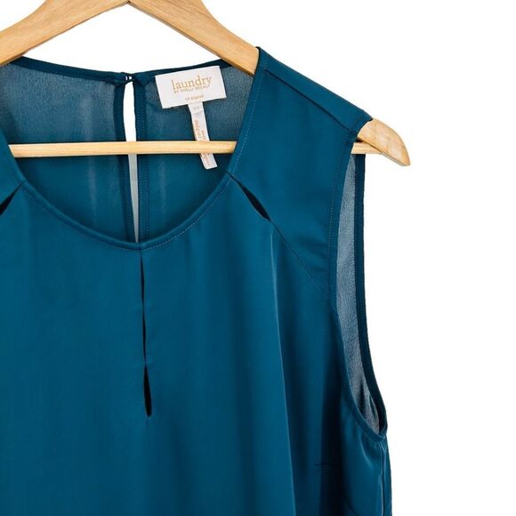 Laundry by Shelli Segal dark teal sleeveless dress/work top size 14 - Picture 2 of 6